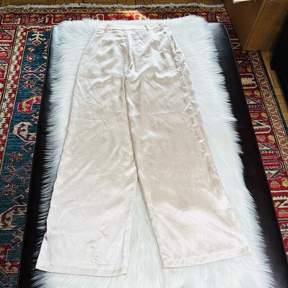 Princess Polly Champagne Satin Wide Leg Huxley Pants - Picture 7 of 8